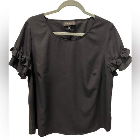 Lane Bryant Black Ruffle Sleeve Blouse Size 16 Lightweight Top - Picture 1 of 5